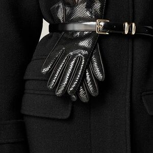 NWOT J CREW snake embossed leather gloves